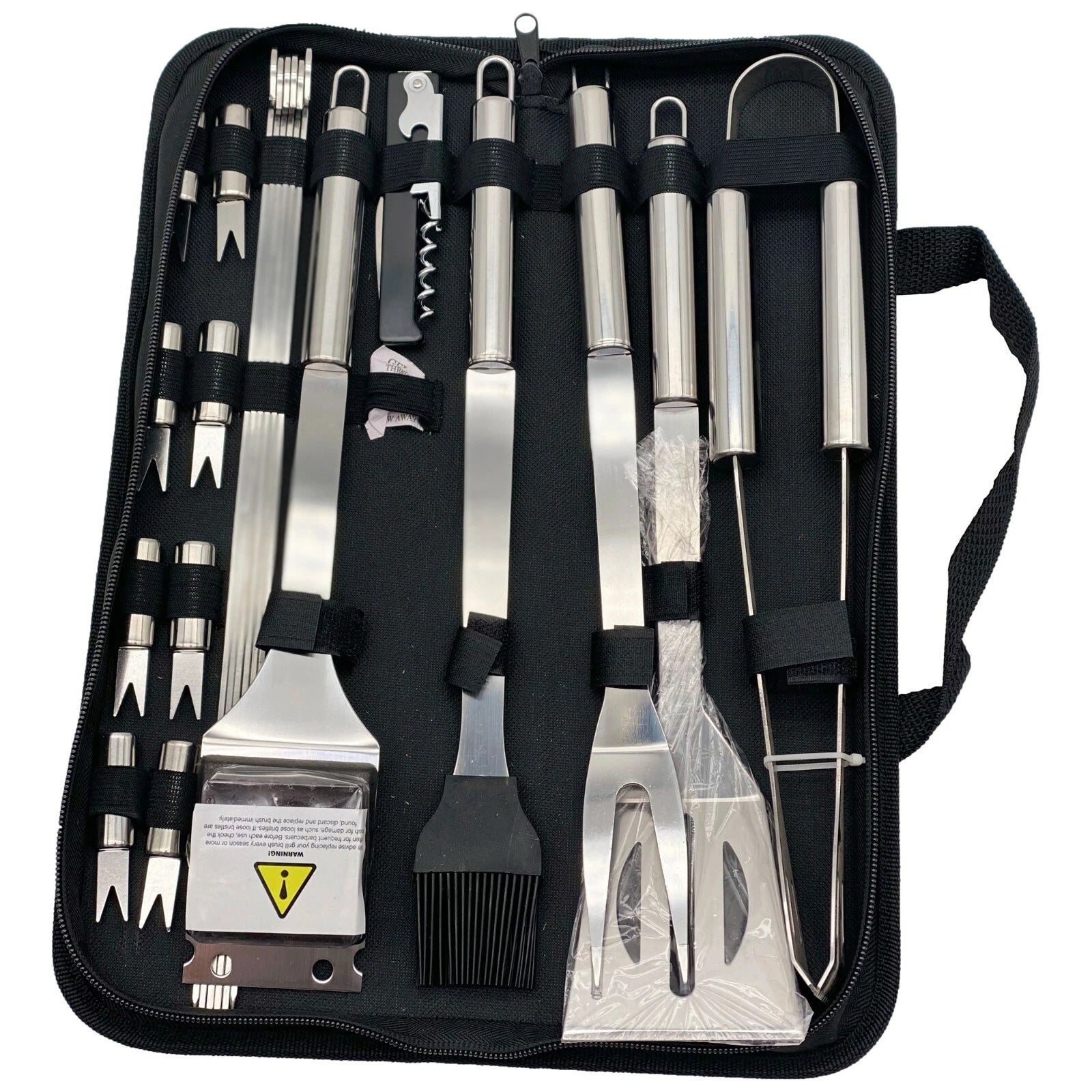 Barbeque cooking utensil set, stainless steel with carry case.