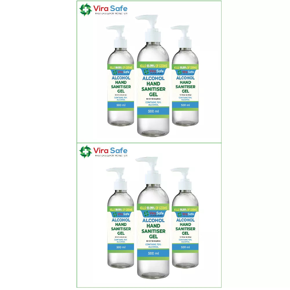 6x Hand Sanitiser Gel. Kills 99% Bacteria.